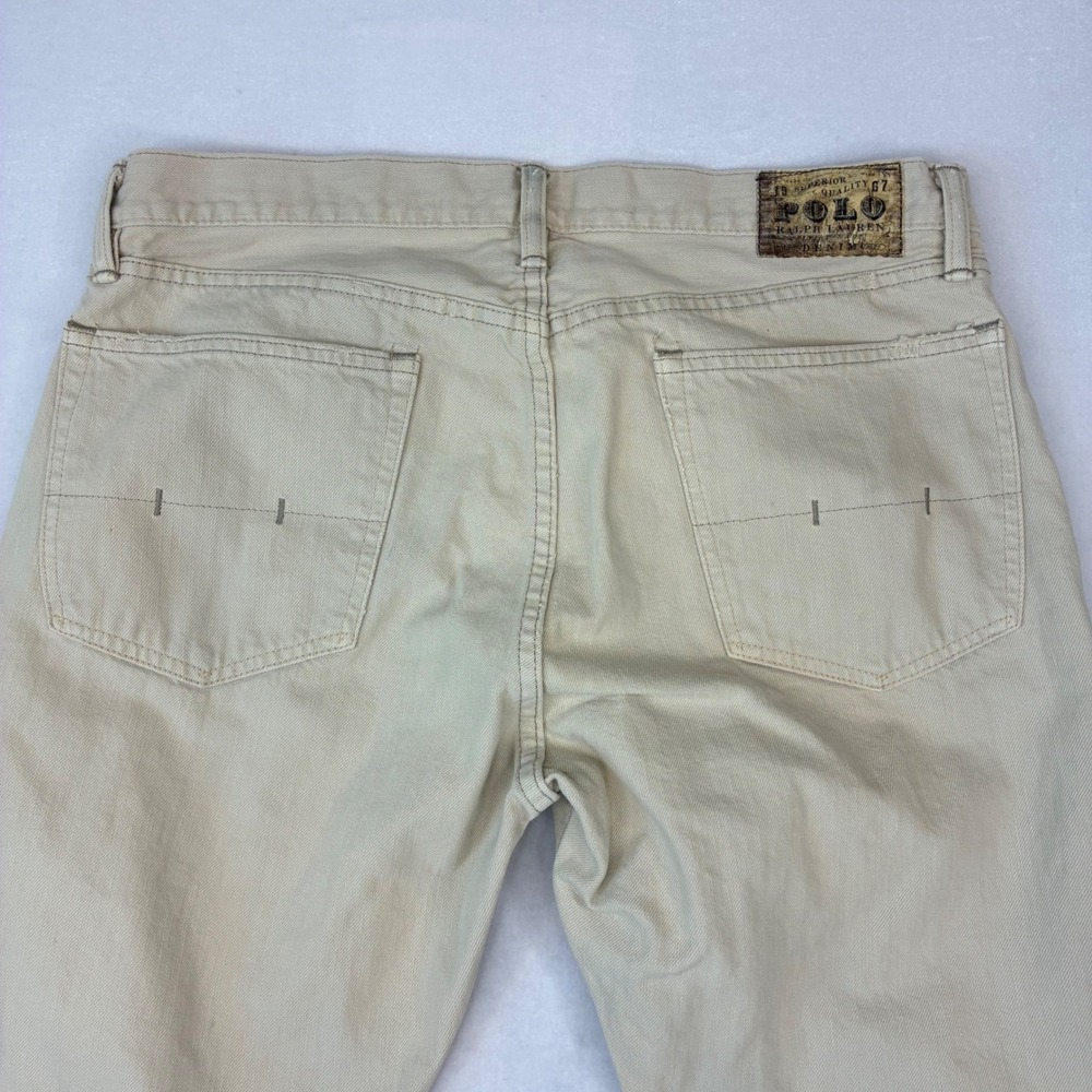 Polo Ralph Lauren Classic Fit Jeans Mens 35x29 Tan Khaki Cotton Denim Straight - Picture 8 of 12